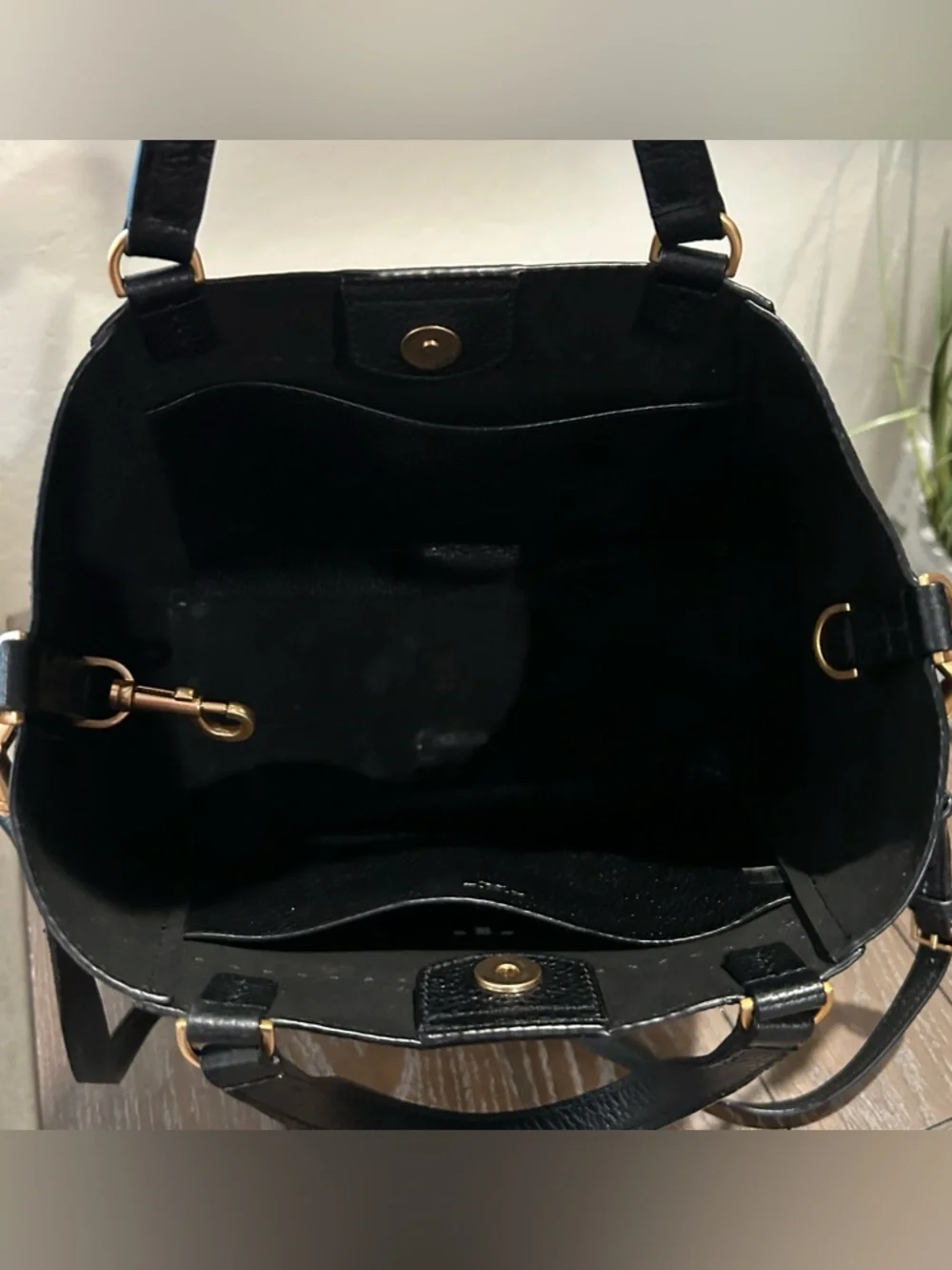 Tory Burch McGraw Black Pebbled Leather Carryall Tote Bag with Matching Wallet